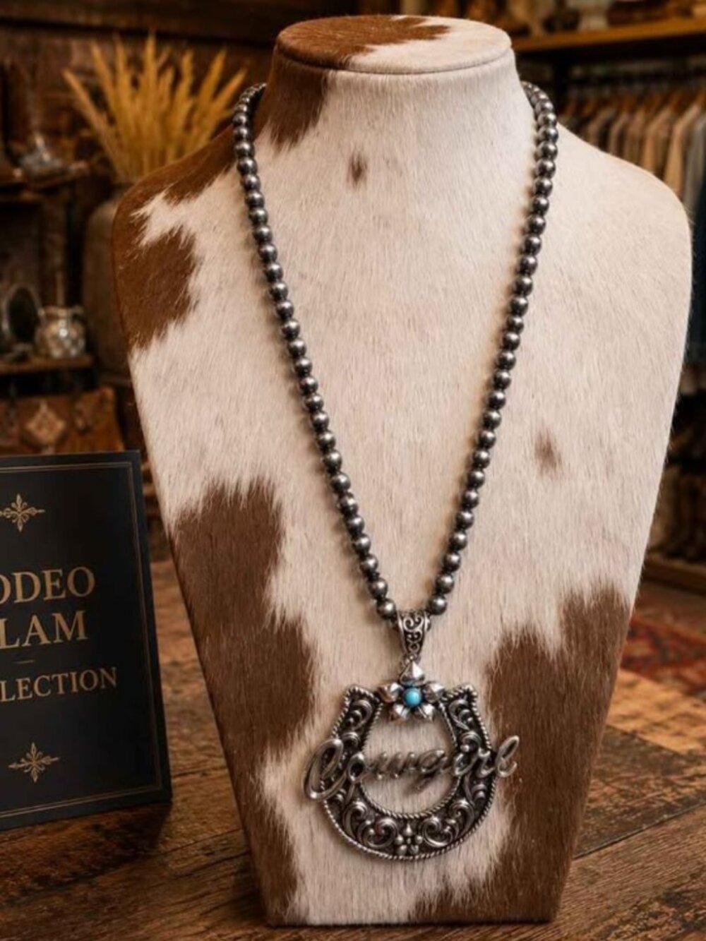 Cowgirl Spirit Horseshoe Necklace & Earrings